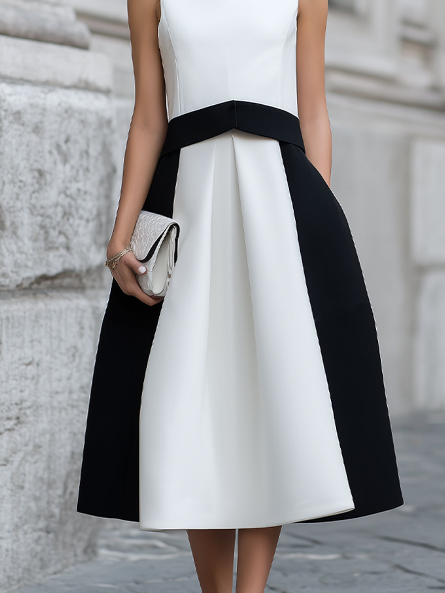 Sleeveless Contrast Panel Midi Set