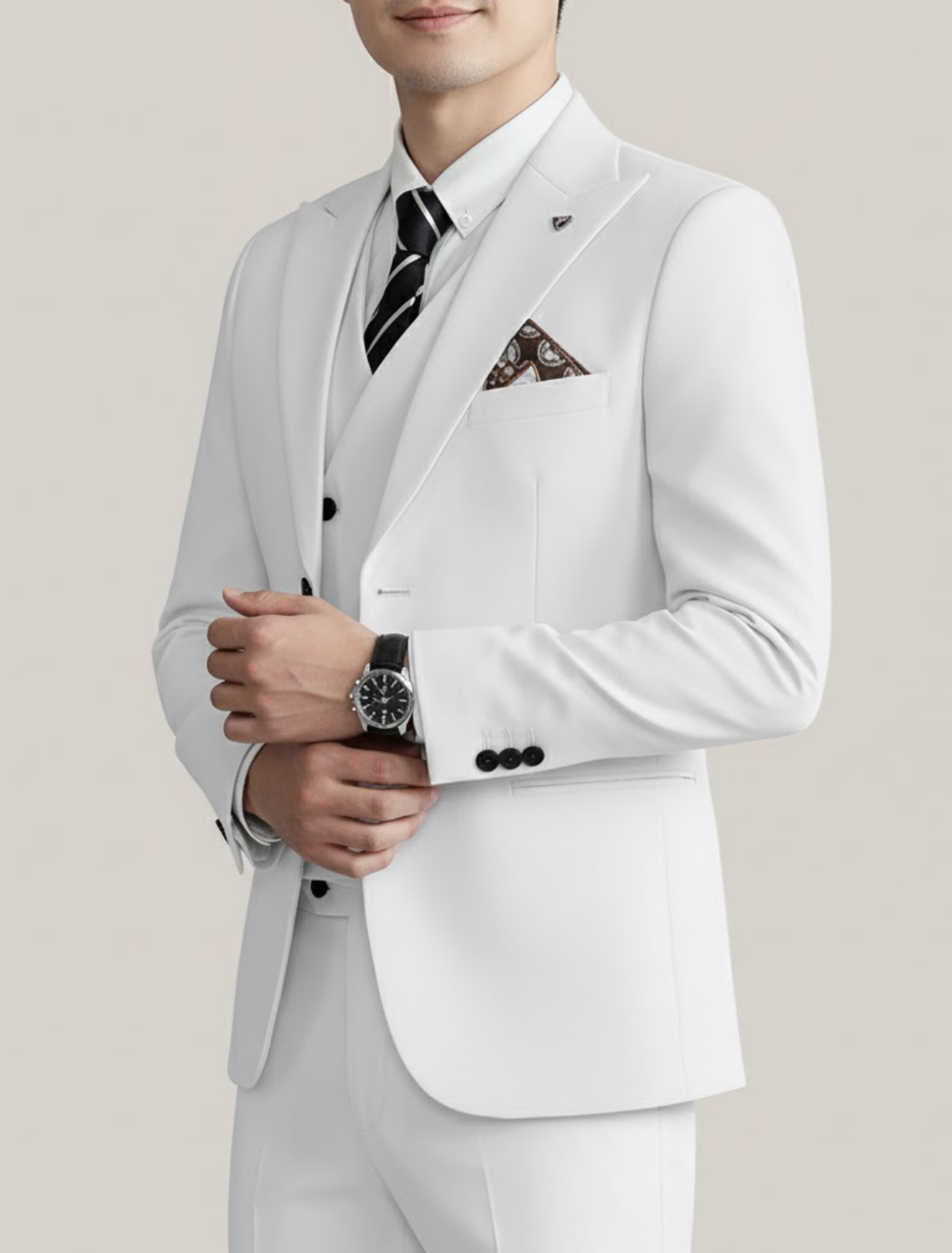 Men’s Three-Piece Suit – Tailored Formal Wedding Ensemble