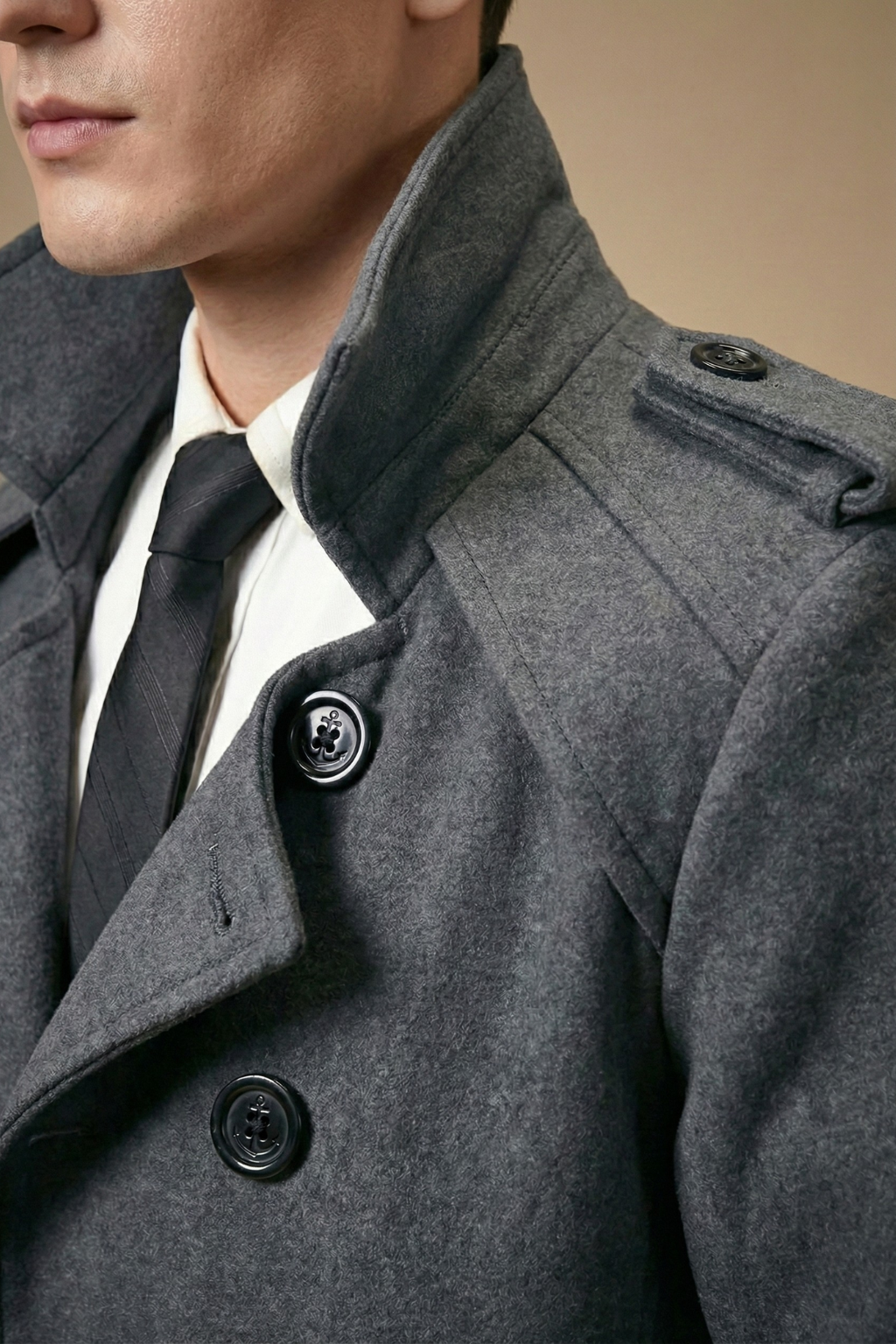 Men’s Wool Trench Coat – Mid Length Smart Fit