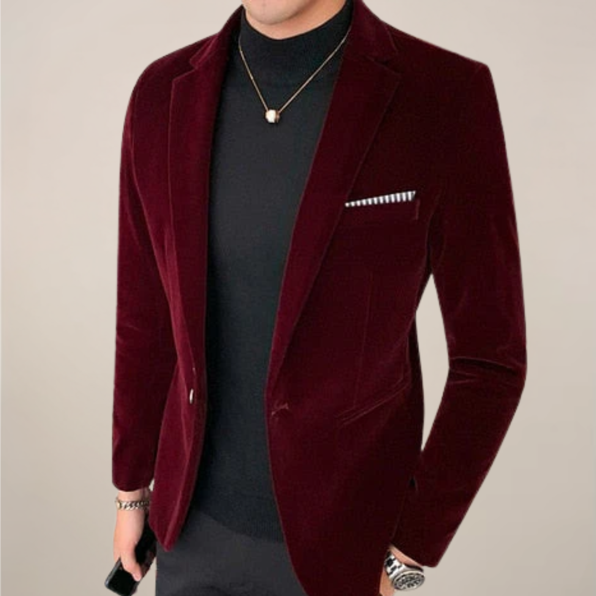 Men’s Italy Velvet Blazer – Slim Tailored Evening Jacket