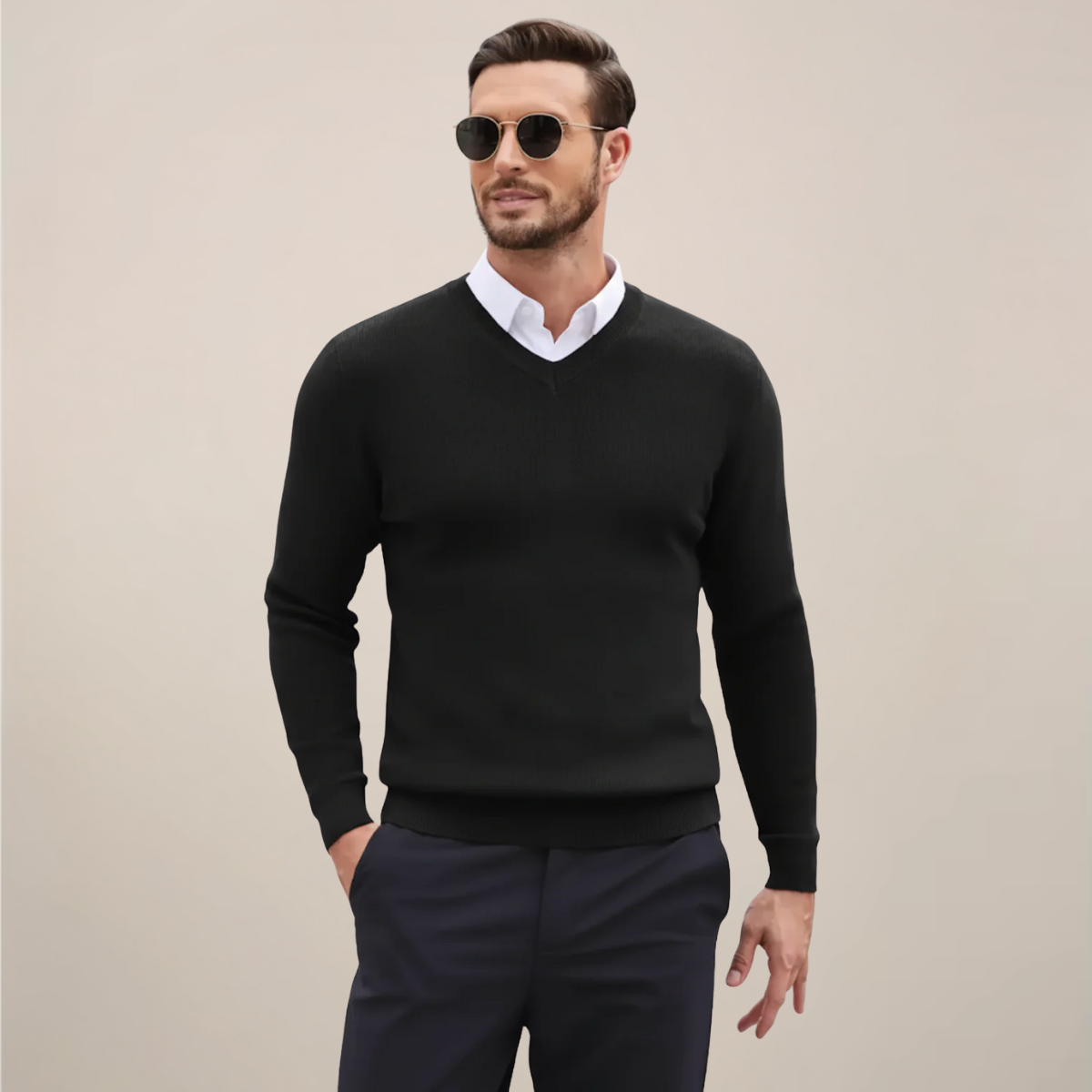 Men’s Classic V-Neck Sweater – Refined Autumn Winter Knit