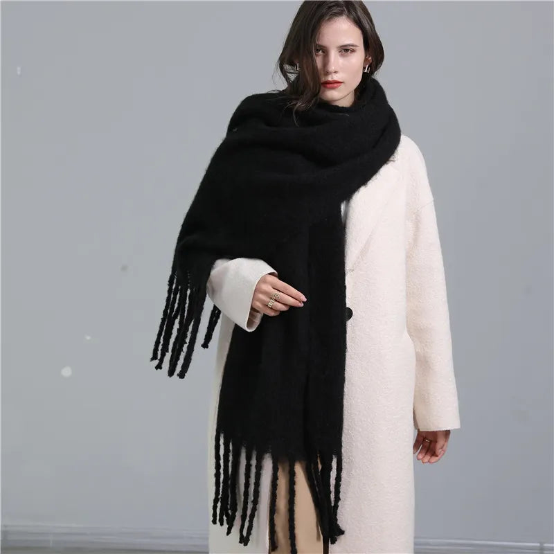 Women’s Scarf – Oversized Winter Wrap with Fringe