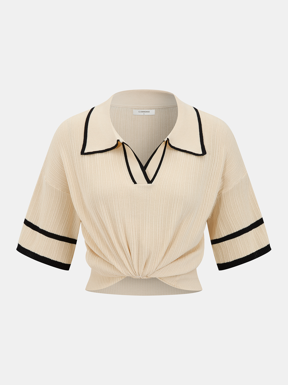 Contrast Trim Polo Top & Drawstring Pant Set