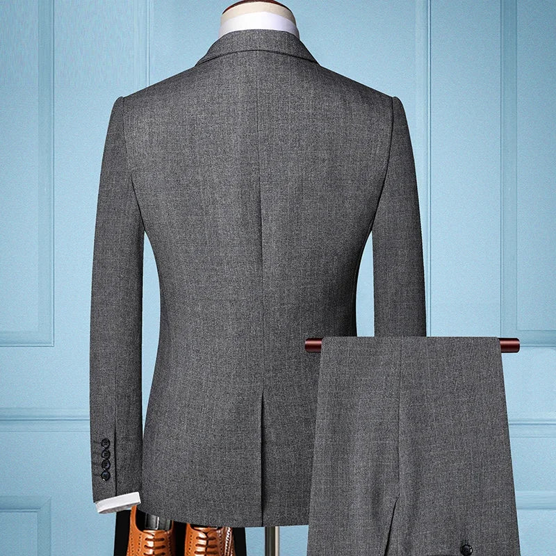 Elegant Slim Fit Men's 3-Piece Suit – Business Wedding Formal Set
