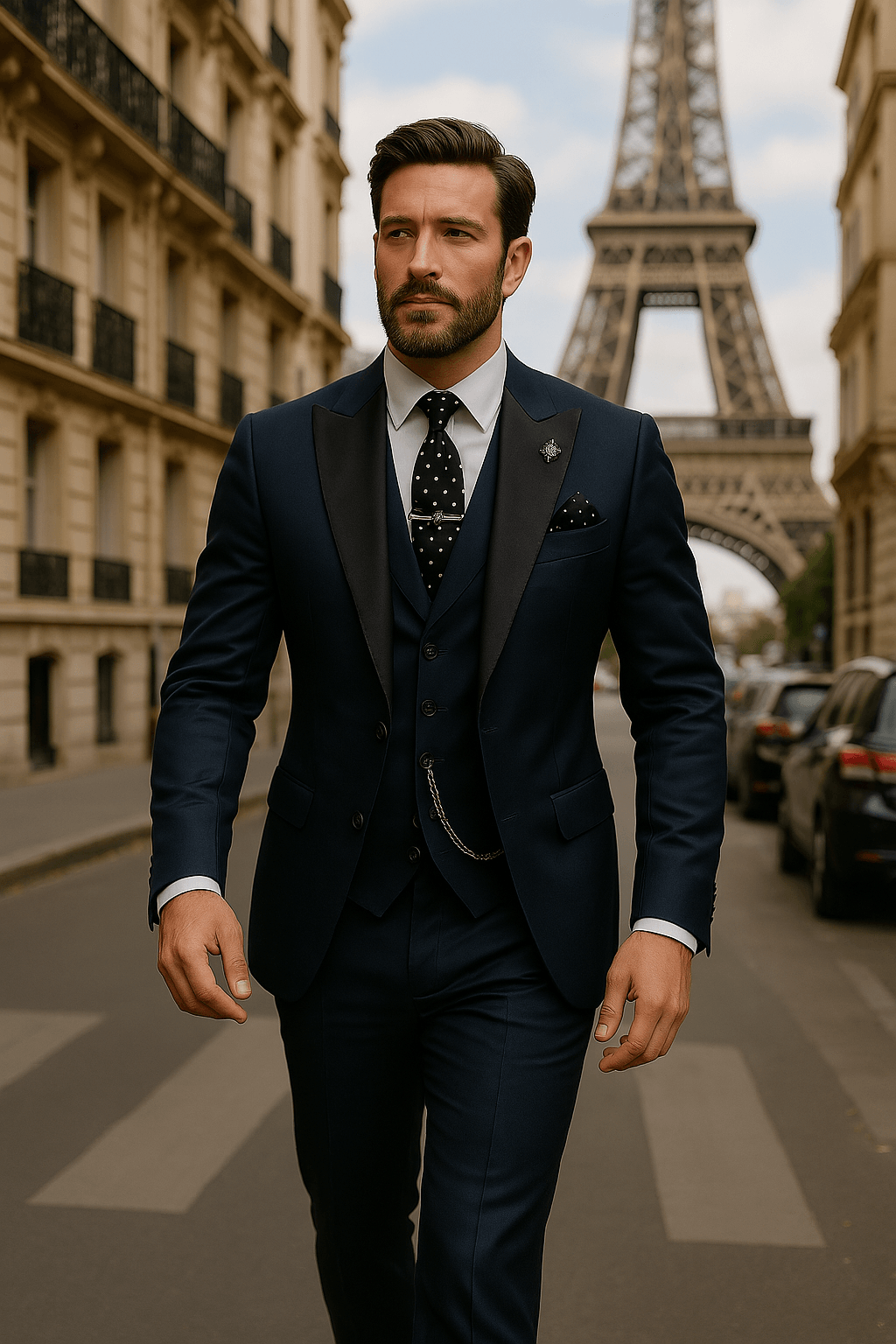 Men’s 3-Piece Slim Fit Suit – Blazer, Waistcoat and Trousers Set for Formal Events