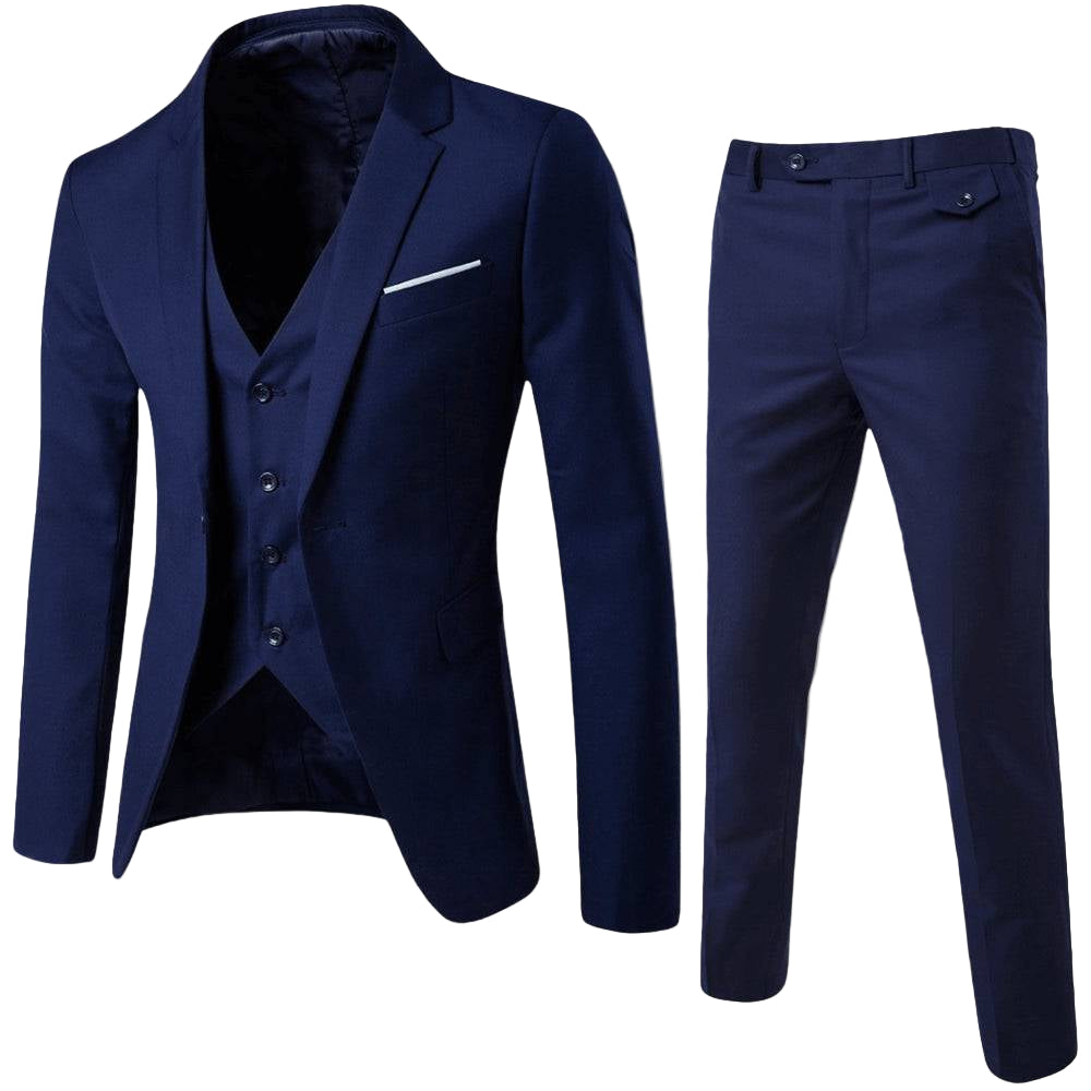 Men’s 3-Piece Tailored Suit – Classic Blazer, Waistcoat and Trousers for Formal Events
