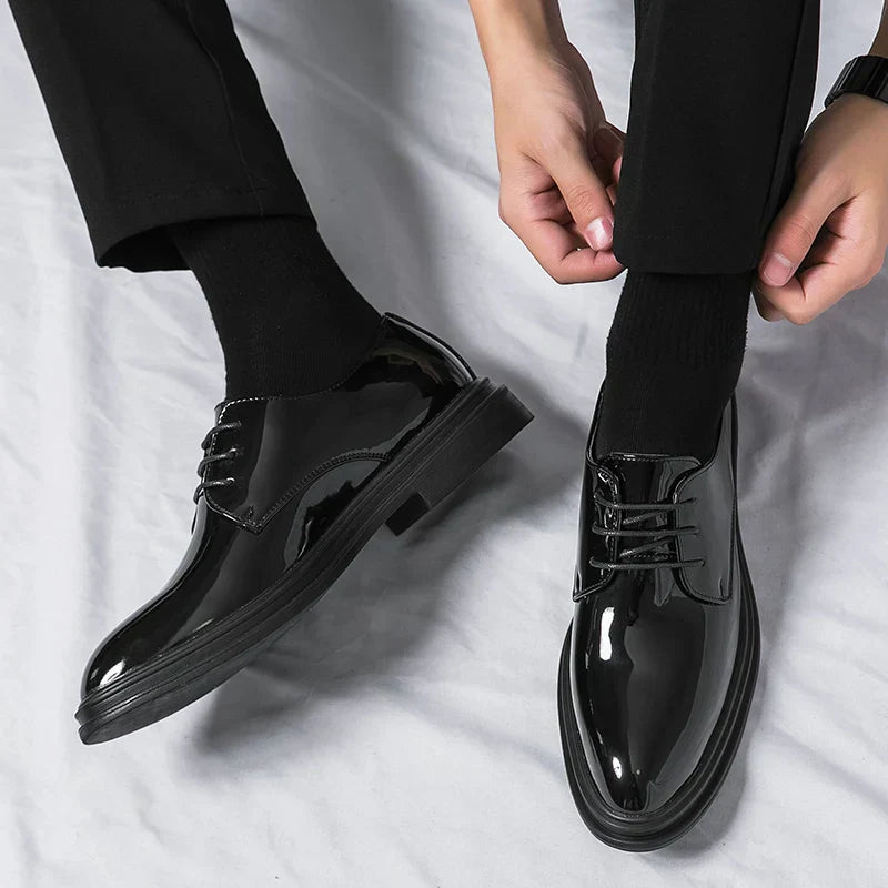 Men’s Black Patent Derby Dress Shoes – Formal Gloss Dress Foot Wear