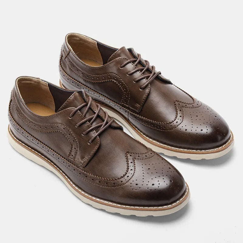 Men’s Brogue Oxford Shoes – Classic Wingtip Design with Cushioned Sole