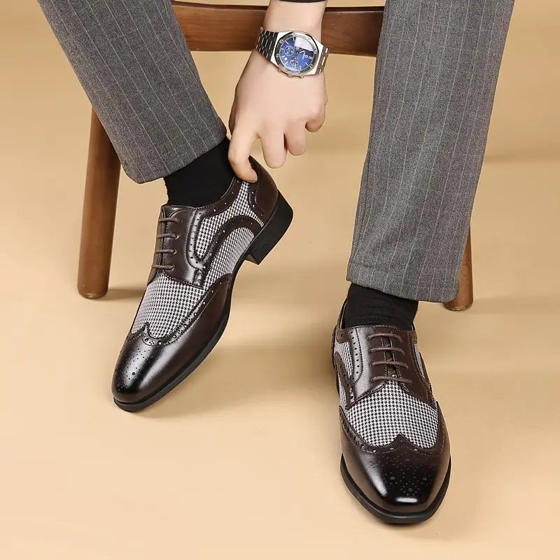 Men’s Brogue Oxford Shoes – Lace-Up Low Top