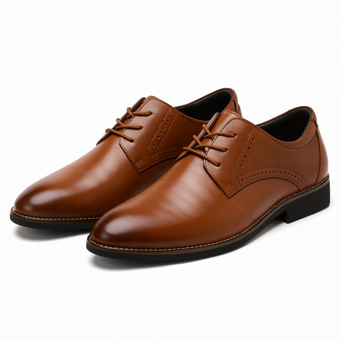 Men’s Brown Oxford Dress Shoes – Formal Lace-Up with Brogue Detailing