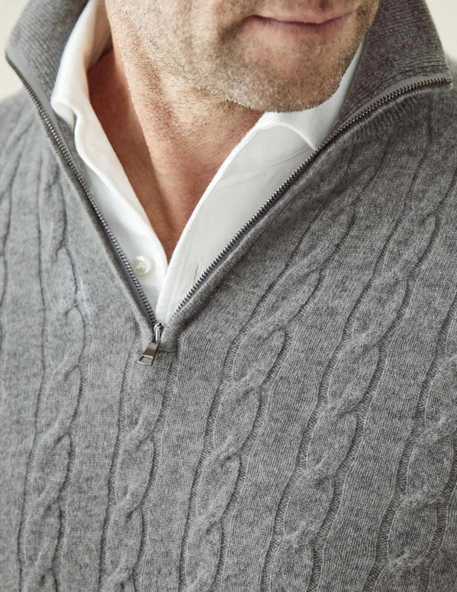Men’s Cable-Knit Quarter-Zip Sweater – Classic Funnel Neck Knit Wear