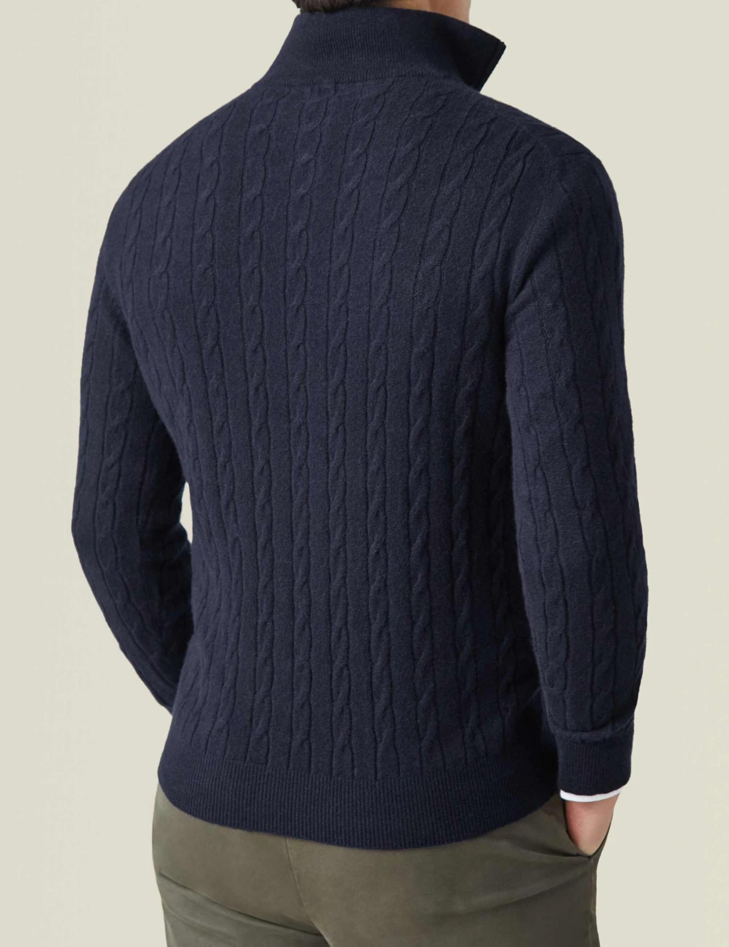 Men’s Cable-Knit Quarter-Zip Sweater – Classic Funnel Neck Knit Wear