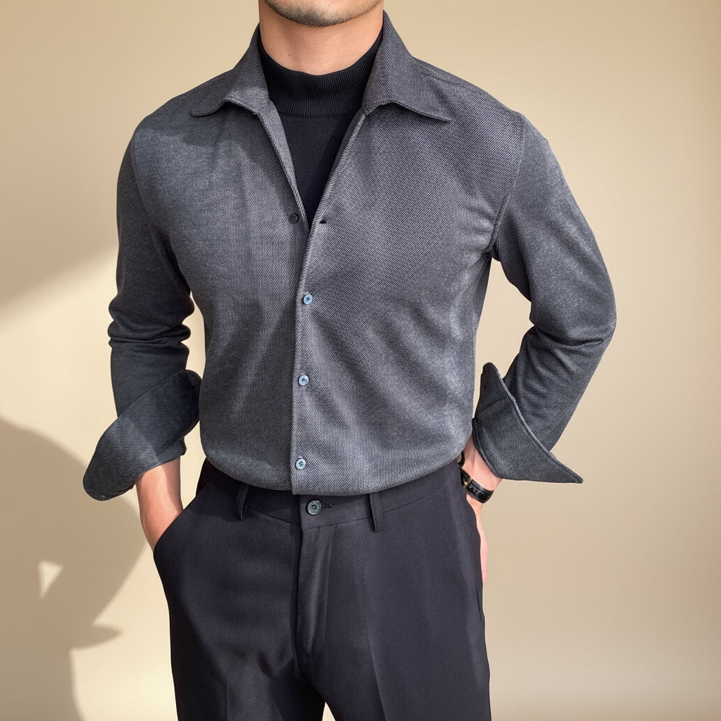 Men’s Casual Long Sleeve Shirt – Modern Slim Fit for Everyday Versatility