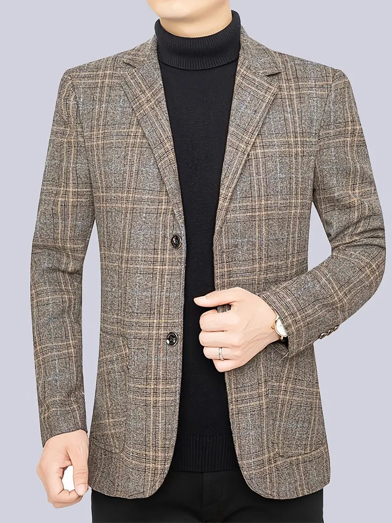 Men’s Checked Blazer Jacket – Tailored Heritage Style for Smart Casual & Business Wear
