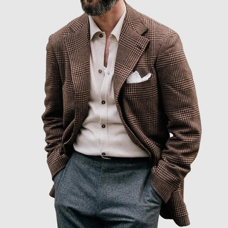 Men’s Checkered Blazer – Classic Tailored Design