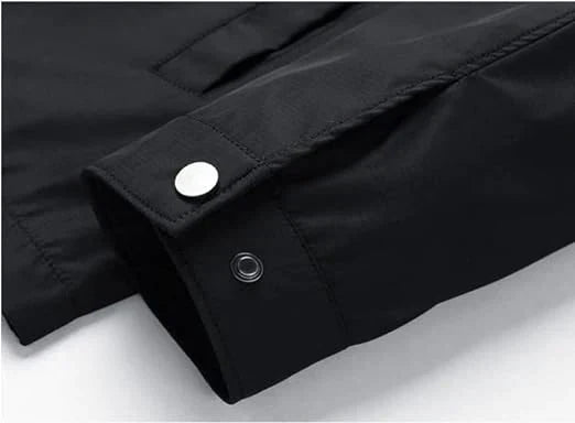Men’s Classic Black Zip-Up Jacket – Lightweight Checked Lining