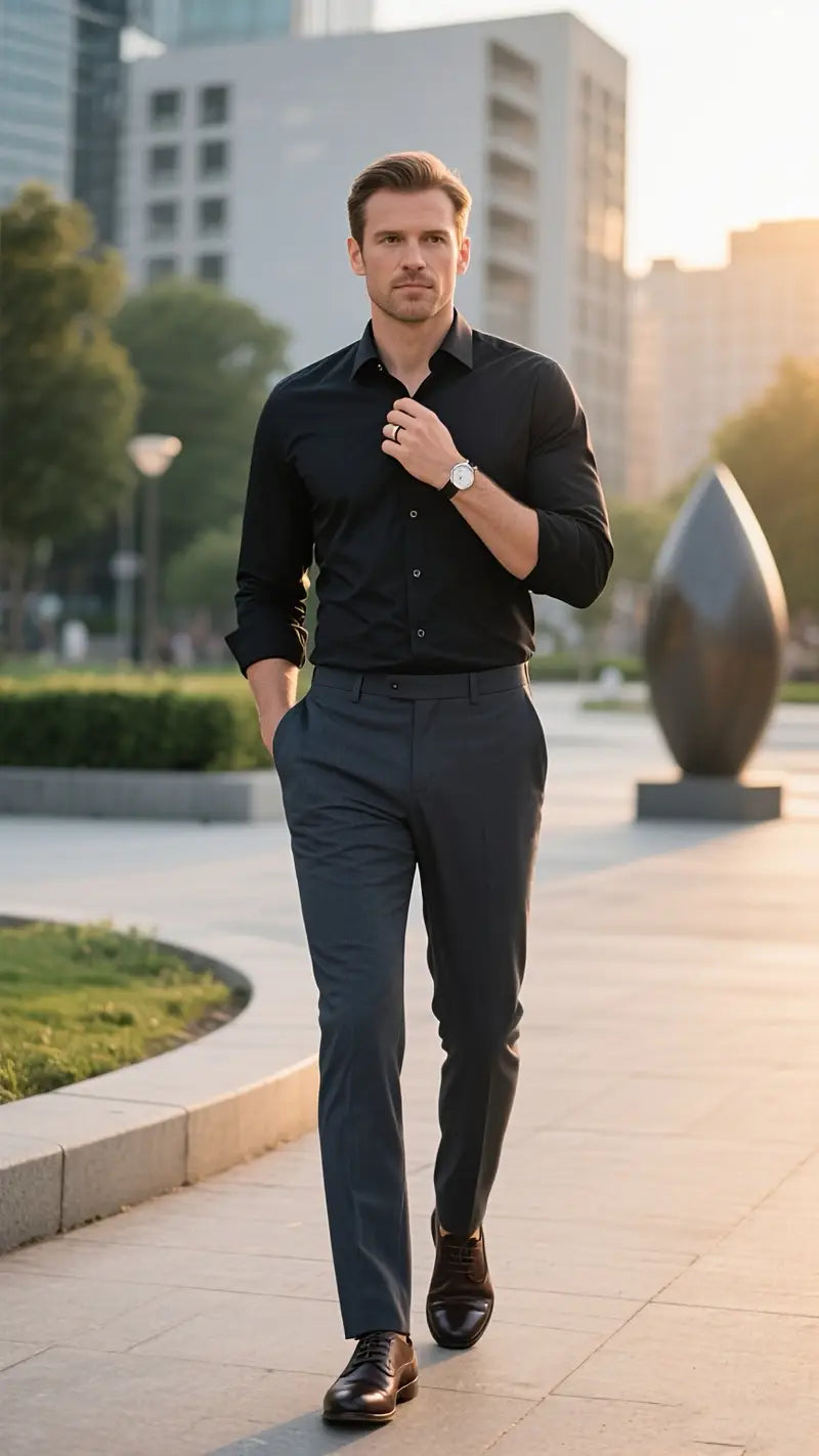 Men’s Classic White Dress Shirt – Slim Fit Long Sleeve