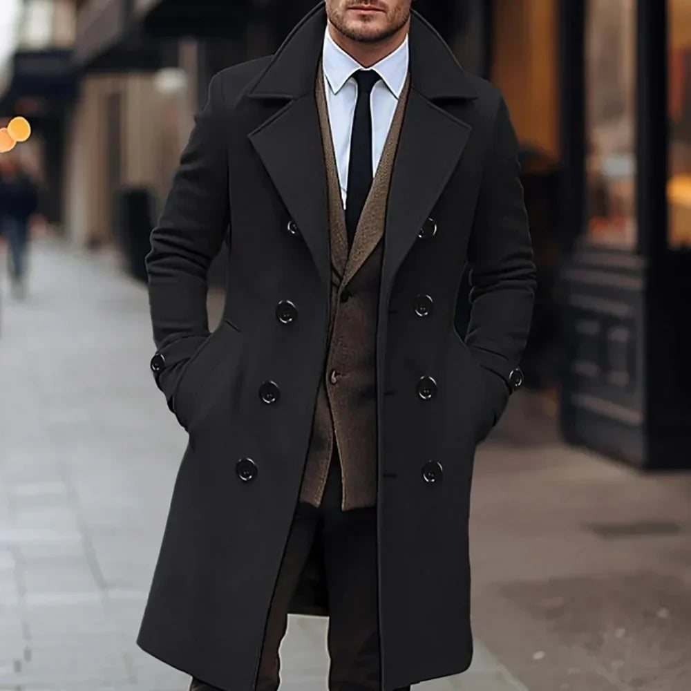Men’s Double-Breasted Overcoat – All-Season Tailored Outerwear