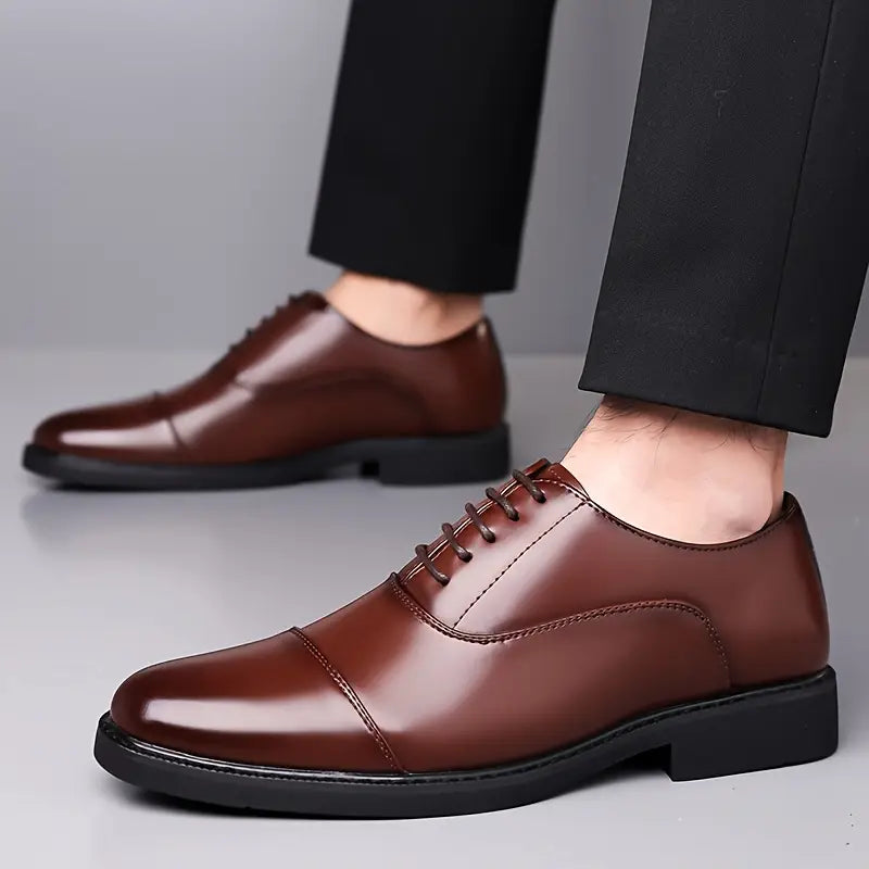 Men’s Glossy Oxfords – Classic Lace-Up Business Shoes