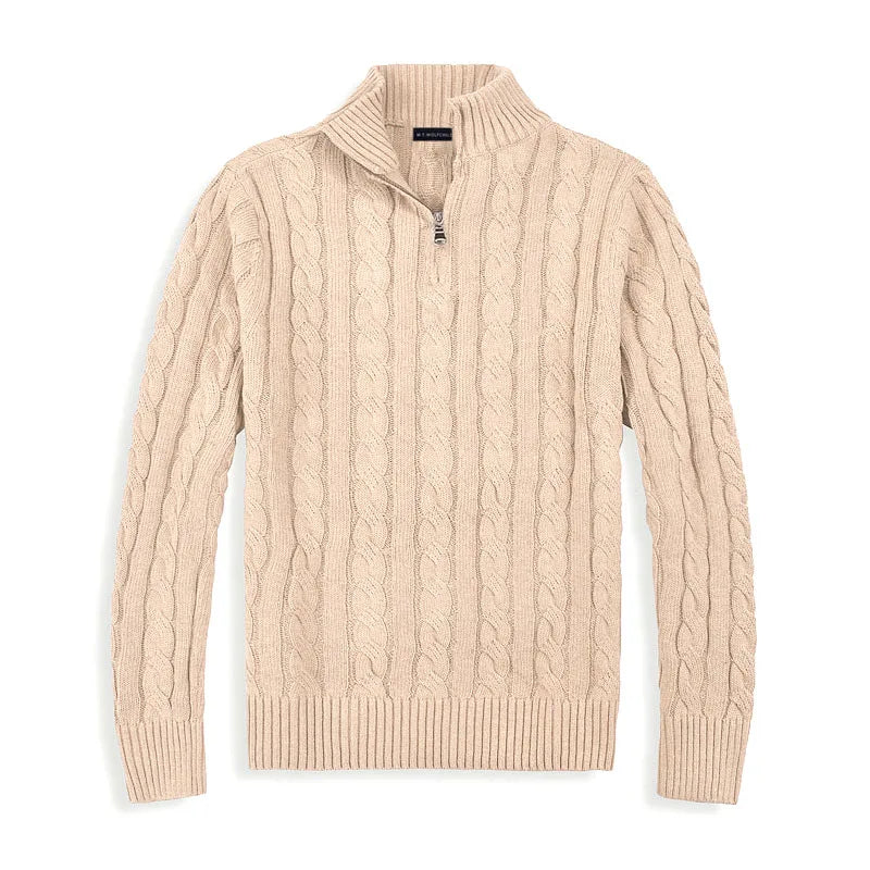 Men’s Half Zip Cable Knit Sweater – Classic Winter Layer