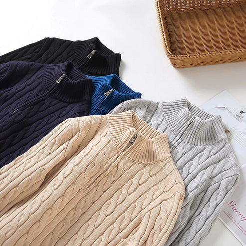 Men’s Half Zip Cable Knit Sweater – Classic Winter Layer