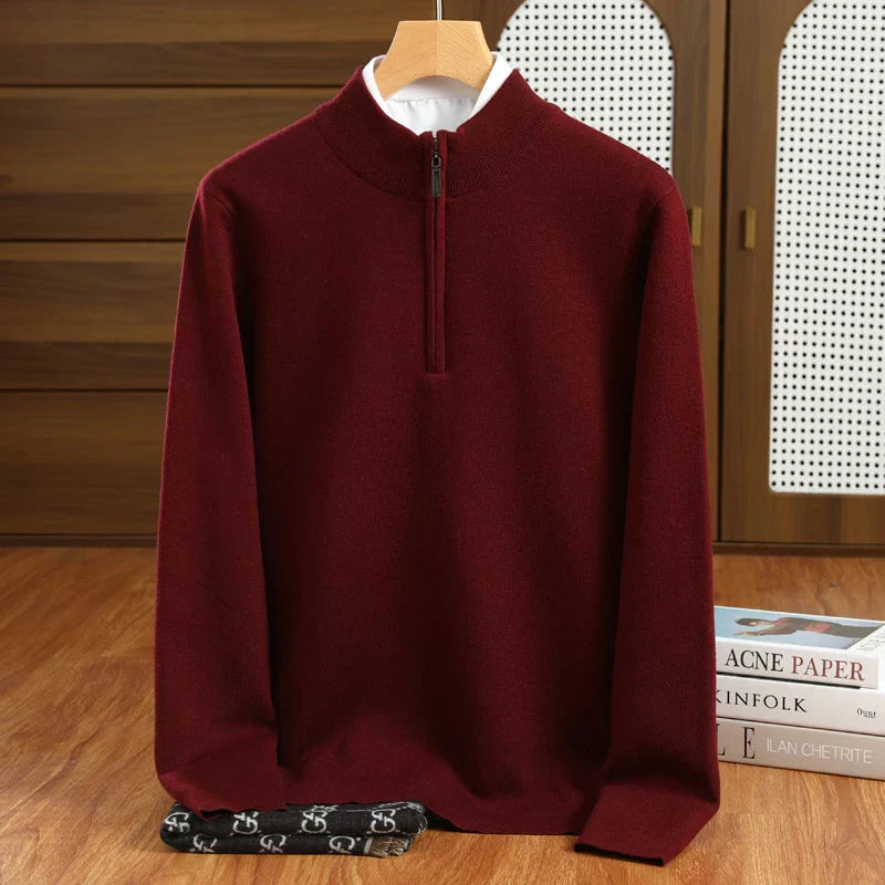 Men’s Half-Zip Mock Neck Pullover – Tailored Fit