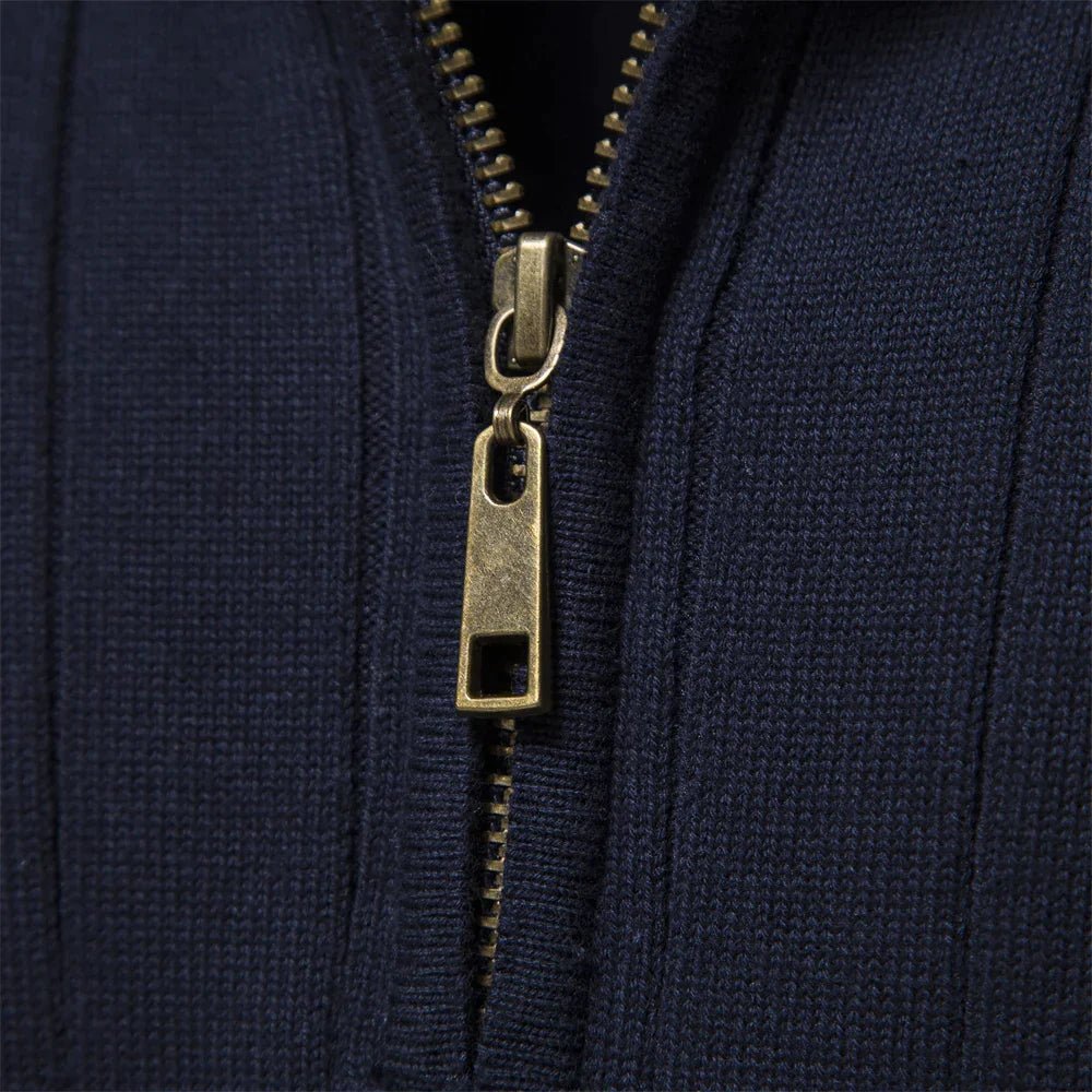 Men’s Half Zip Sweater – Ribbed, Mock Neck Style