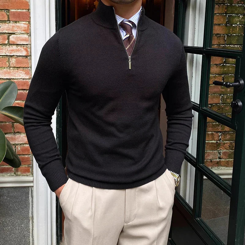 Men’s Half Zip Sweater – Smart Casual Autumn Winter Knit