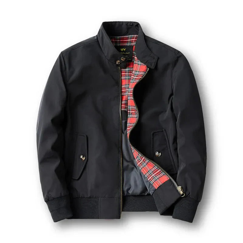 Men’s Harrington Jacket – Zip-Front Bomber Style with Stand Collar