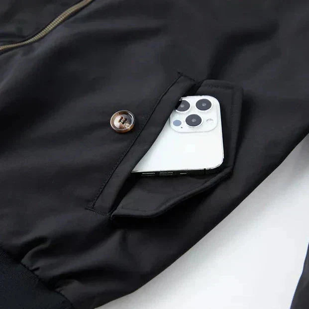 Men’s Harrington Jacket – Zip-Front Bomber Style with Stand Collar