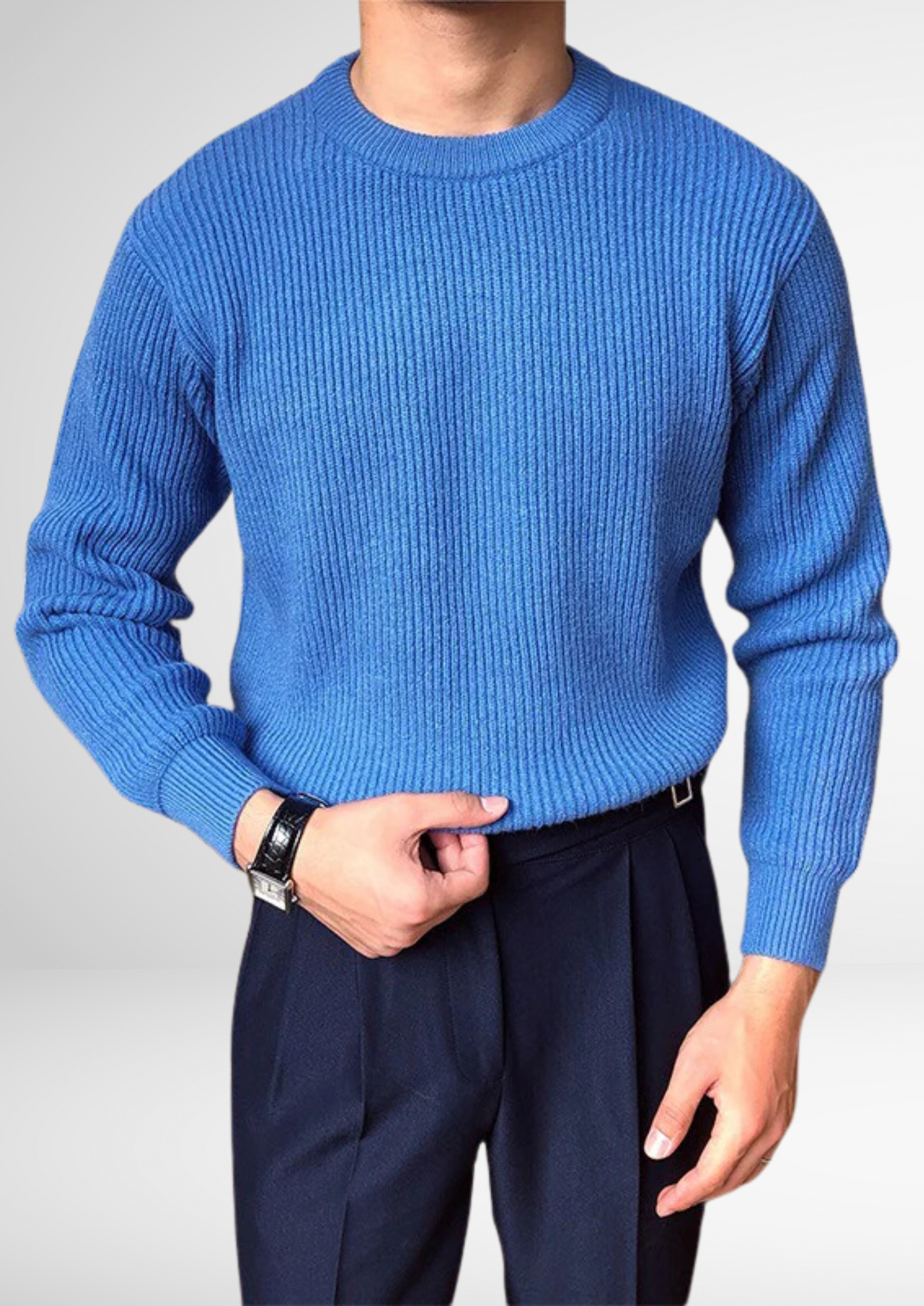 Men’s Knitted Jumper with Crew Neck – All-Season Smart Casual Essential