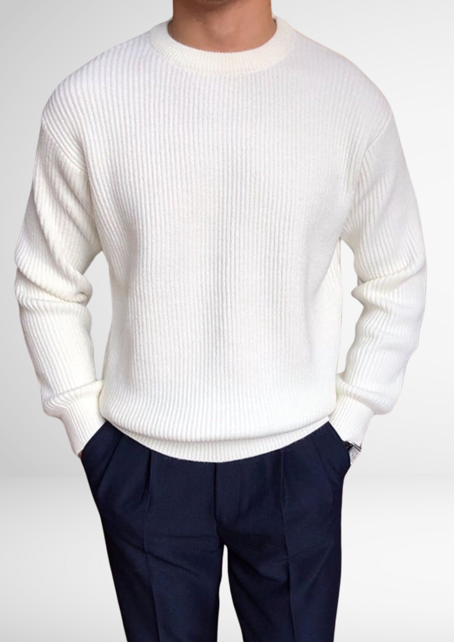 Men’s Knitted Jumper with Crew Neck – All-Season Smart Casual Essential