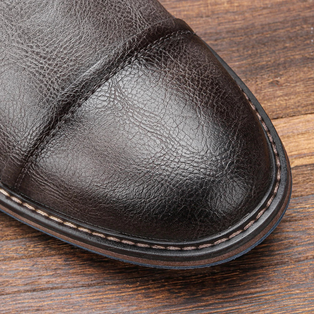 Men’s Lace-Up Dress Boots – Cap Toe, Winter Lug Sole