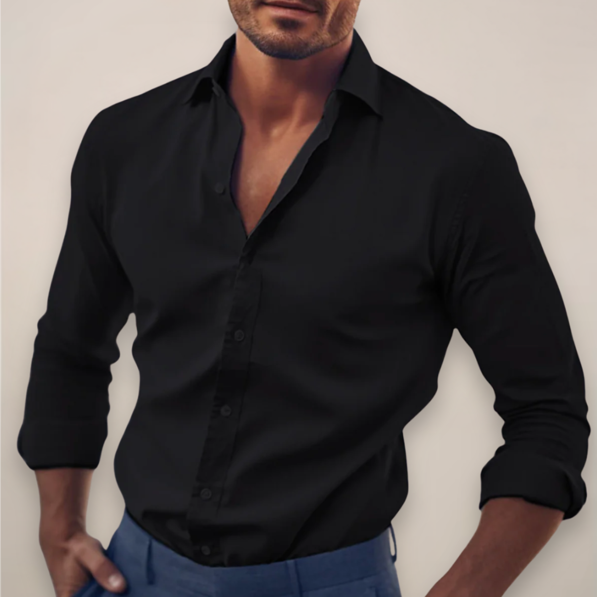 Men’s Long Sleeve Shirt – Smart Button-Up in Classic Colours