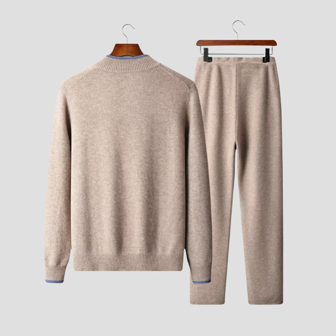 Men’s Lounge Set – Zip-Up Sweater and Drawstring Trousers for Effortless Comfort