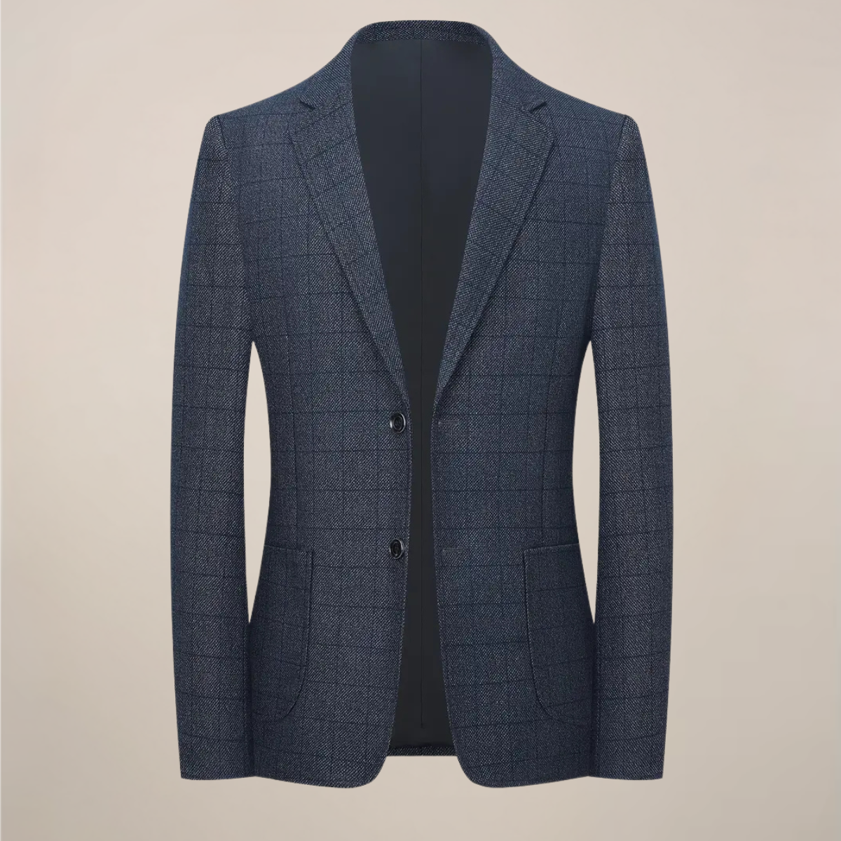 Men’s Plaid Blazer – Tailored Check Jacket with Lapel Collar and Pockets