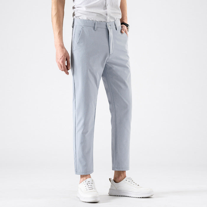 Men’s Slim Fit Cropped Trousers – Smart Casual Business Pants for Spring & Autumn