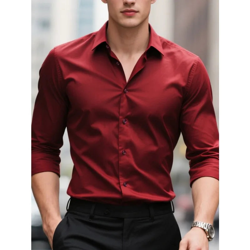 Men’s Slim Fit Shirt – Classic Button-Down Long Sleeves