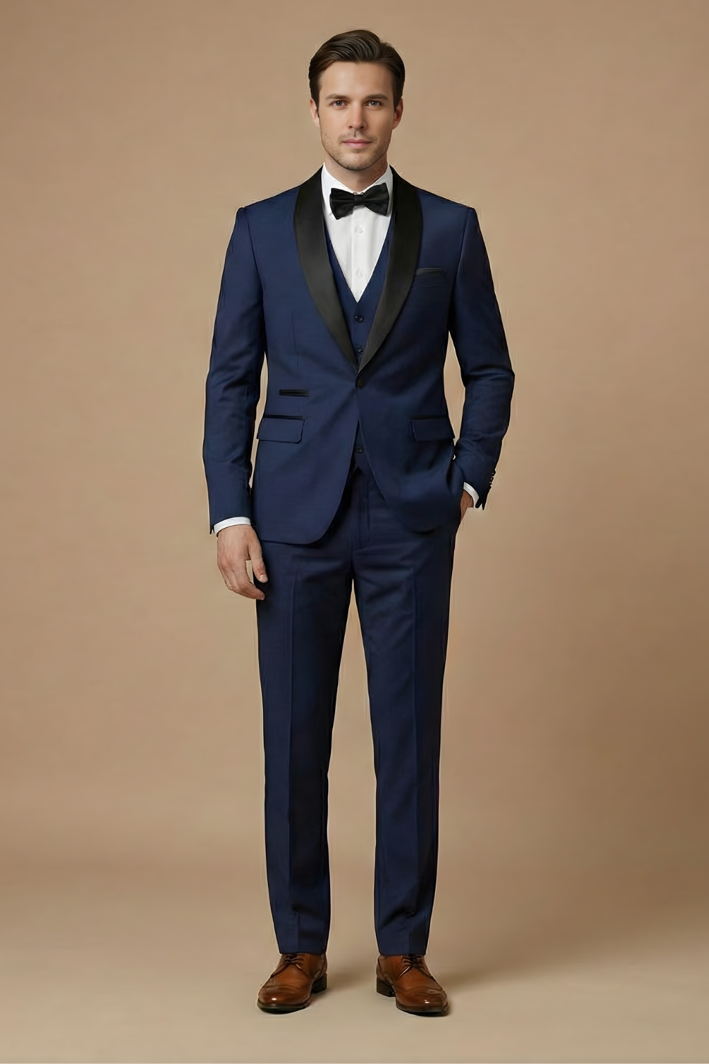 Men’s Slim Fit Three-Piece Suit – Tailored Jacket, Waistcoat and Trousers for Weddings and Formal Occasions