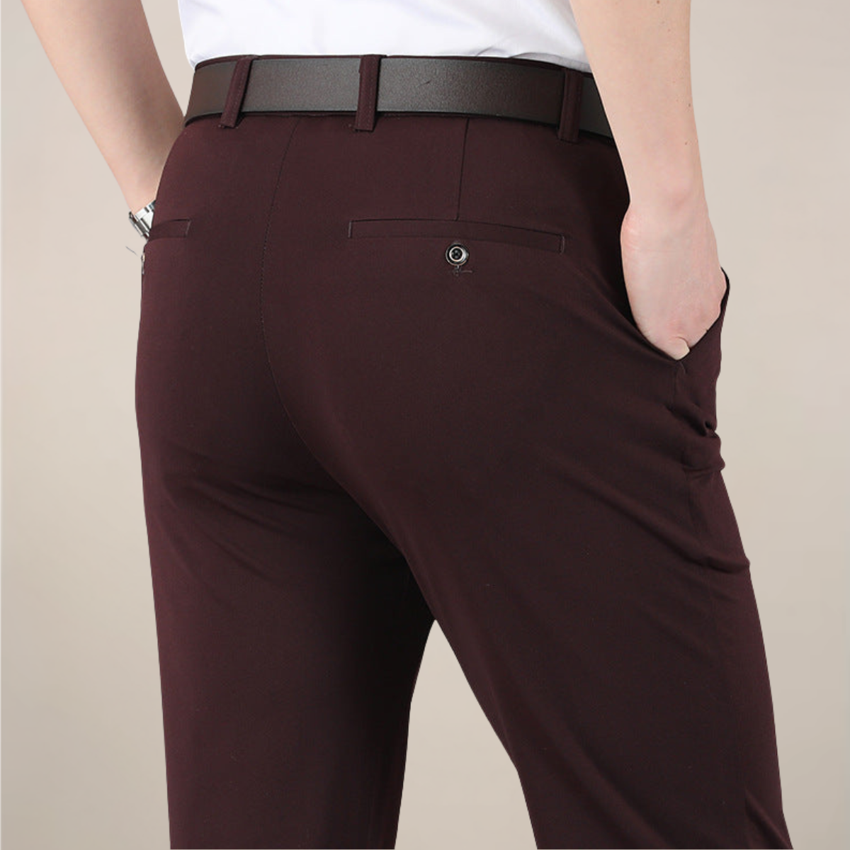 Men’s Slim Fit Trousers – Stretch Waist Smart Business Pants