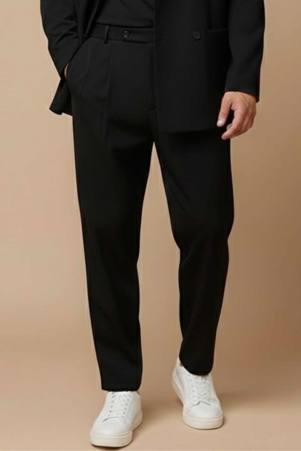Men’s Slim Fit Two-Piece Suit – Double-Breasted Blazer with Peak Lapels and Tailored Trousers for Smart Occasions