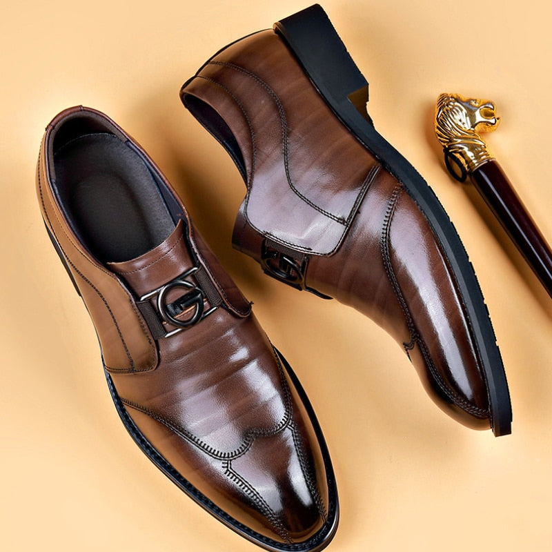 Men’s Slip-On Dress Shoes with Wingtip Detailing – Formal & Business Wear