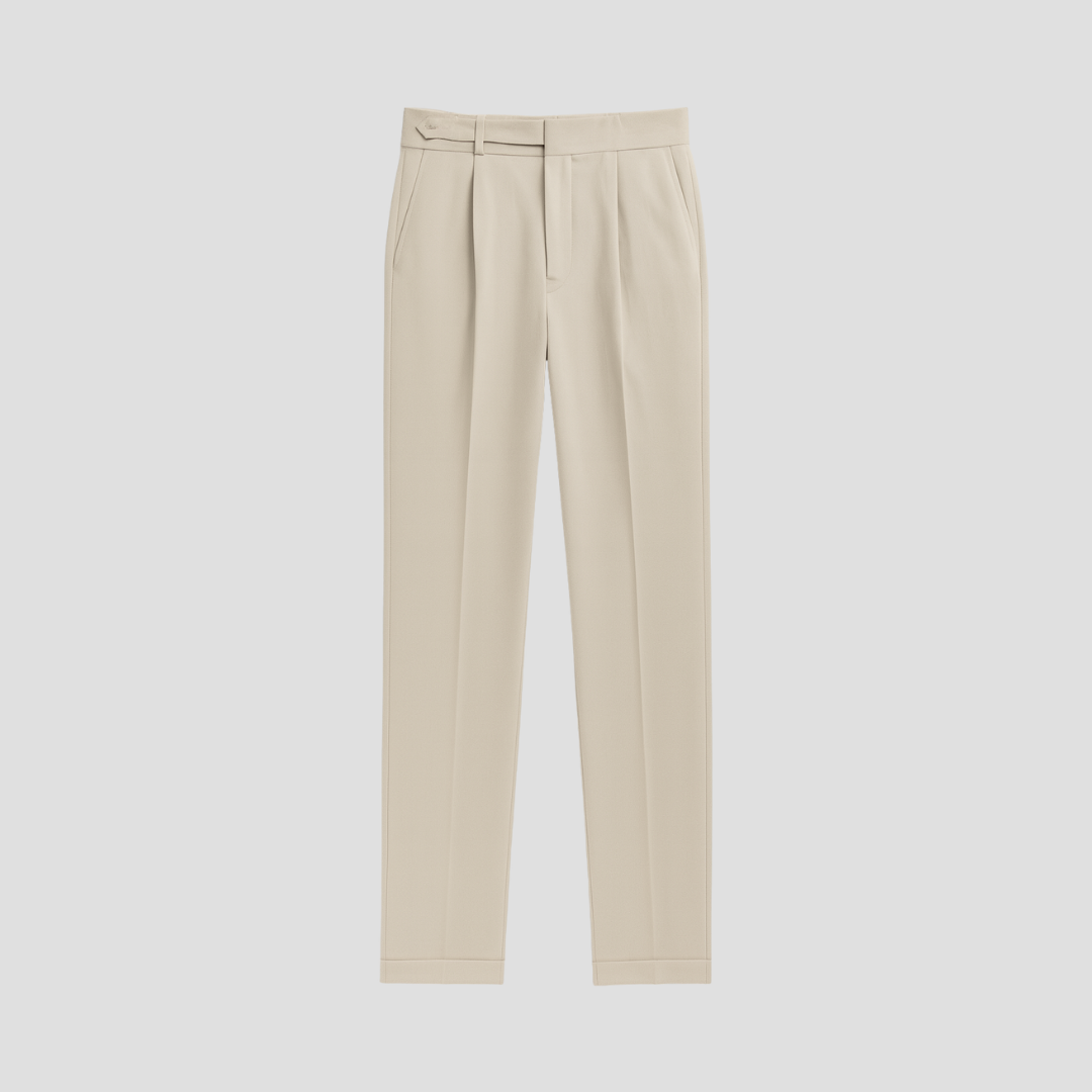 Men’s Tailored Pleated Trousers – High Waisted, Straight Leg