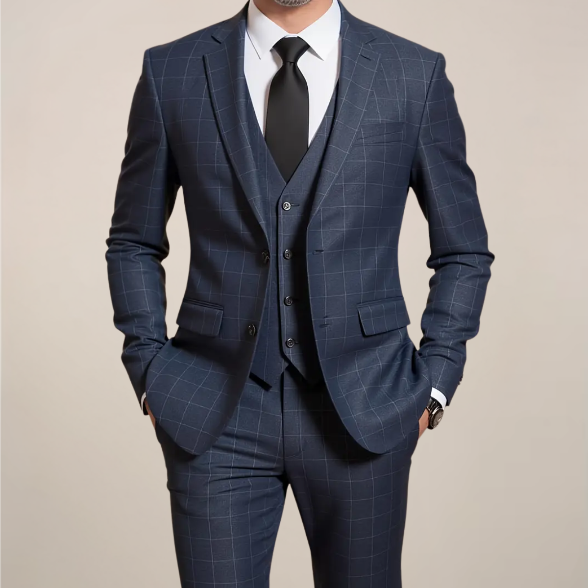 Men’s Three-Piece Slim Fit Suit – Tailored Formal Ensemble for Weddings & Evening Events
