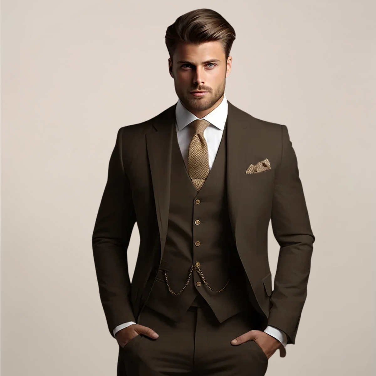 Men’s Three-Piece Slim Fit Suit – Wedding Tuxedo