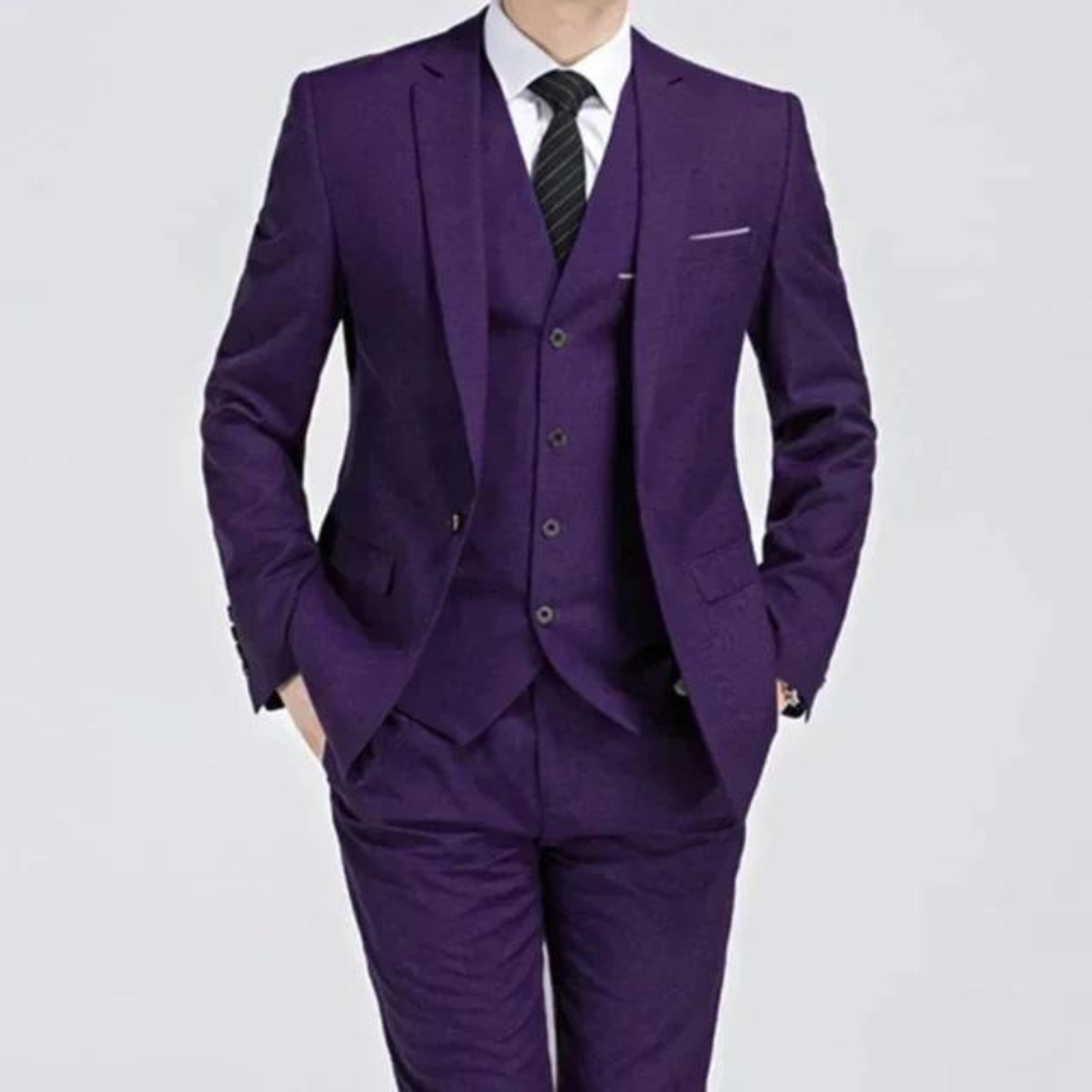 Men’s Three-Piece Suit – Single-Button Black Formal Set