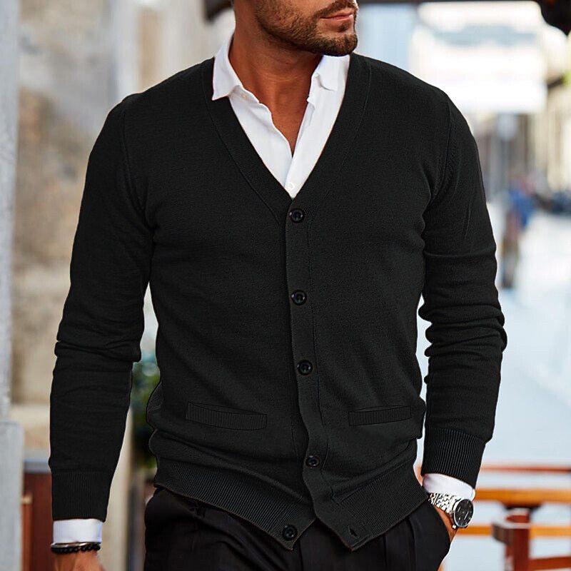 Men’s V-Neck Button Cardigan – Smart Casual Layer