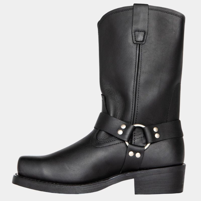 Women’s Vintage Cowboy Boots – Durable Western Harness Design with Classic Square Toe