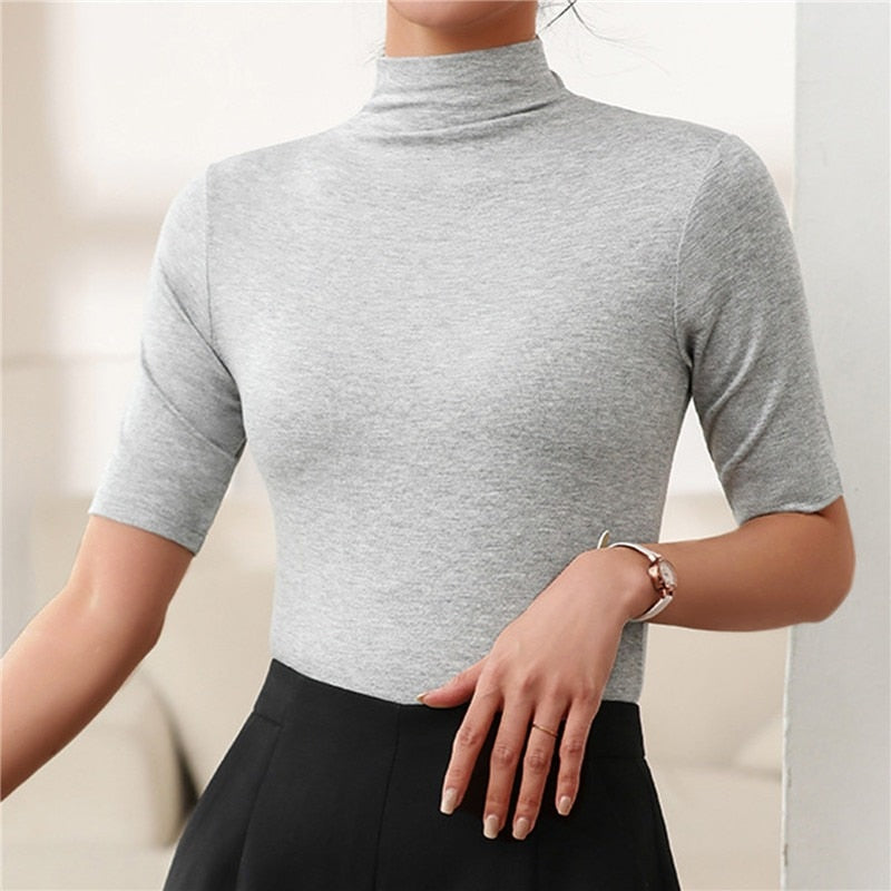 Slim Fit Roll Neck Top for Women