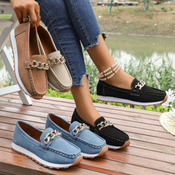 Elle - Diamond Buckle Loafers